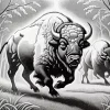 Black And White Buffalo Diamond Painting