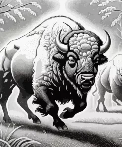 Black And White Buffalo Diamond Painting