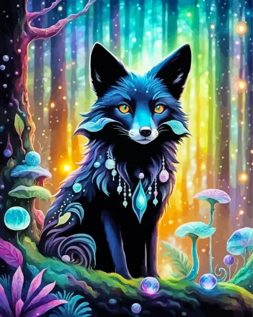 black fox art Diamond Paints Black Fox Art Diamond Painting