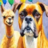 Brown Boxer Dog With Llama Diamond Painting