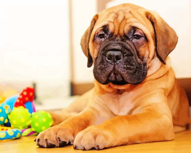 brown bull mastiff Diamond By Numbers Brown Bull Mastiff Diamond Painting
