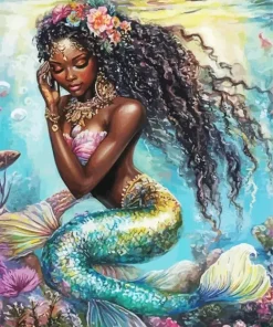 Brown Mermaid Art Diamond Painting