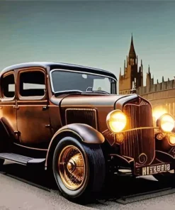 Brown Old Car Diamond Painting