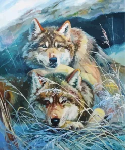Brown Wolves Diamond Painting