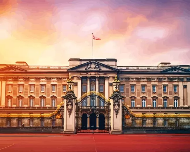 buckingham palace at sunset Diamond By Numbers Buckingham Palace At Sunset Diamond Painting