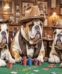 Bulldog Playing Poker Diamond Painting