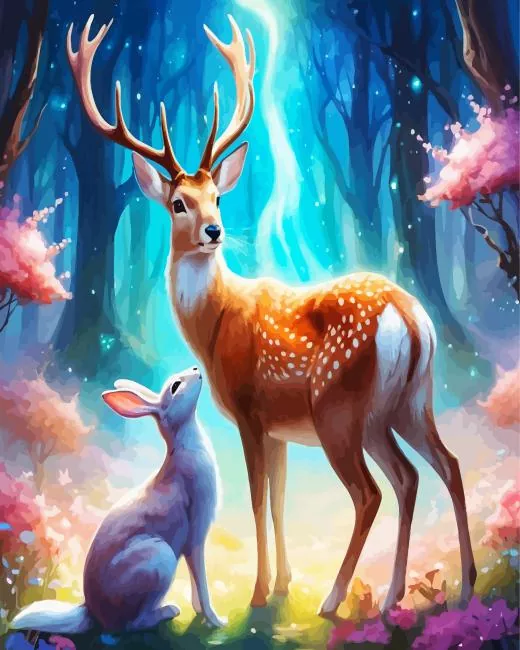 bunny and deer Diamond By Numbers Bunny And Deer Diamond Painting