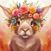 Bunny And Flowers Crown Diamond Painting