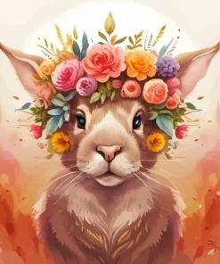 Bunny And Flowers Crown Diamond Painting