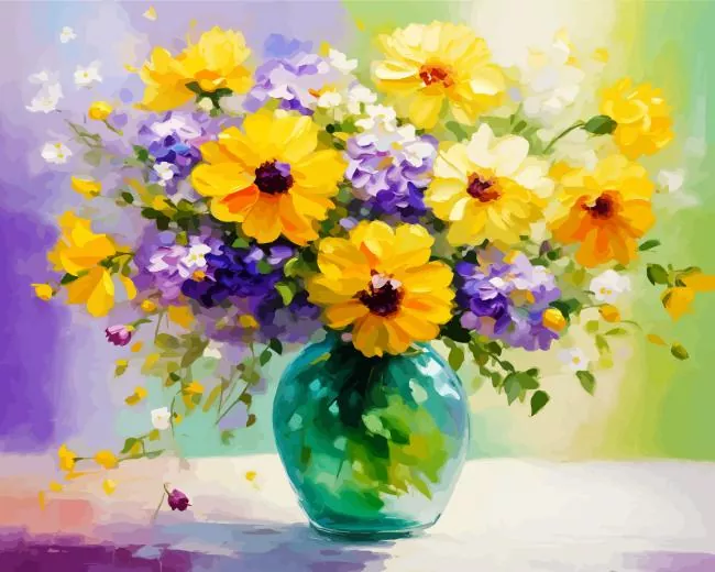 cool flowers on glass Diamond By Numbers Cool Flowers On Glass Diamond Painting