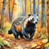 Cool Forest Badger Art Diamond Painting