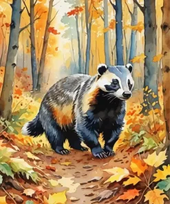 Cool Forest Badger Art Diamond Painting