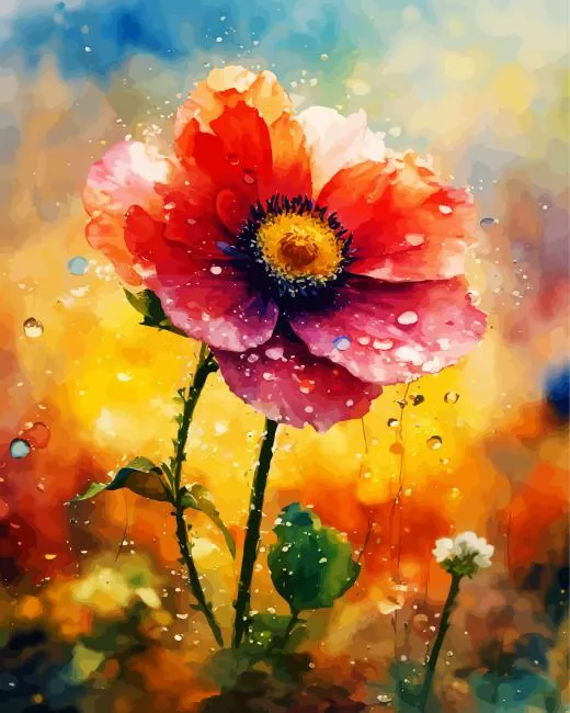 flowers poppy art Diamond By Numbers Flowers Poppy Art Diamond Painting