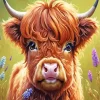 Fluffy Baby Brown Cow Art Diamond Painting