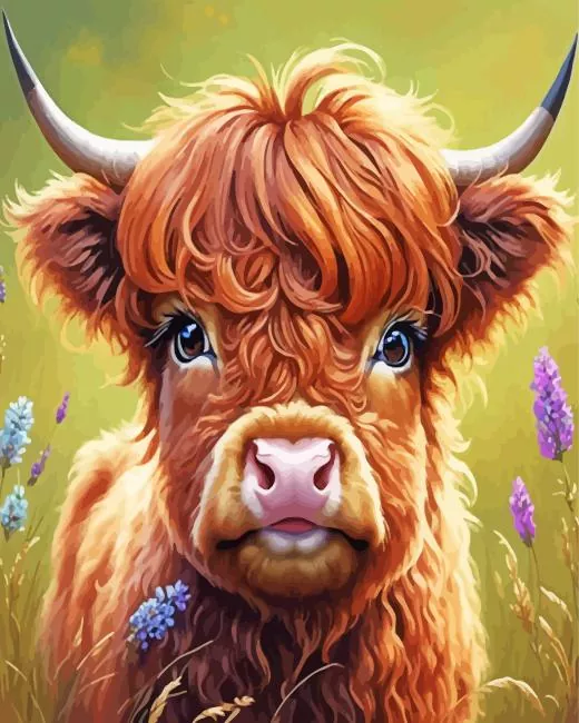 fluffy baby brown cow art Diamond Paints Fluffy Baby Brown Cow Art Diamond Painting