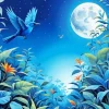 Flying Blue Bird And Full Moon Diamond Painting