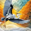 Flying Heron Art Diamond Painting