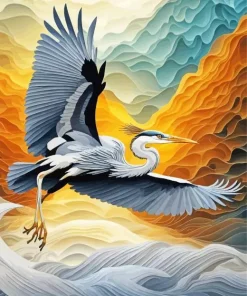 Flying Heron Art Diamond Painting
