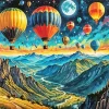 Flying Hot Air Balloon Art Diamond Painting