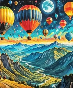 Flying Hot Air Balloon Art Diamond Painting