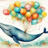 Flying Whale And Balloons Diamond Painting