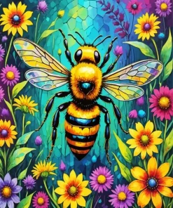 Folk Art Bee Diamond Painting