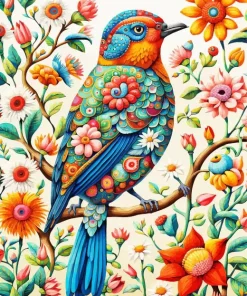 Folk Art Bird Diamond Painting