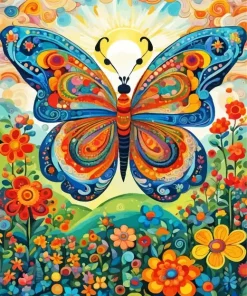Folk Art Butterfly Diamond Painting