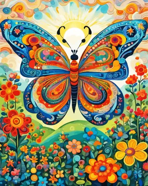 folk art butterfly Diamond Paintings Folk Art Butterfly Diamond Painting