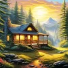 Forest Cabin Landscape Diamond Painting