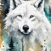 Forest With Wolf Animal Diamond Painting