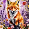 Fox With Flowers Art Diamond Painting