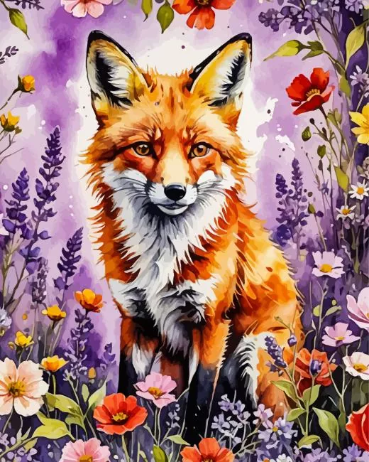 fox with flowers art Diamond Paints Fox With Flowers Art Diamond Painting