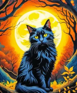 Full Moon And Cat Diamond Painting