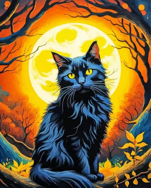 full moon and cat Diamond Paintings Full Moon And Cat Diamond Painting