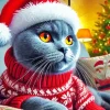 Funny Christmas Cat Art Diamond Painting