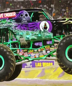 Grave Digger Truck Diamond Painting