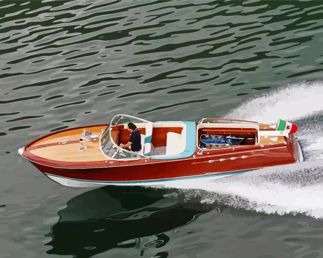 italian wooden boat Diamond With Numbers Italian Wooden Boat Diamond Painting