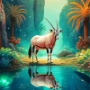 Oryx Bull Water Reflection Diamond Painting