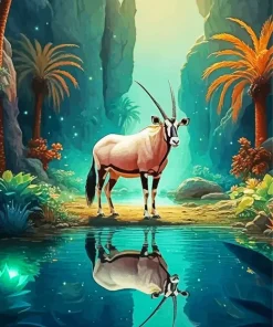 Oryx Bull Water Reflection Diamond Painting