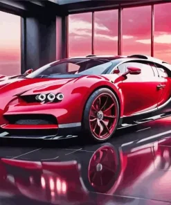 Red Bugatti Car Diamond Painting