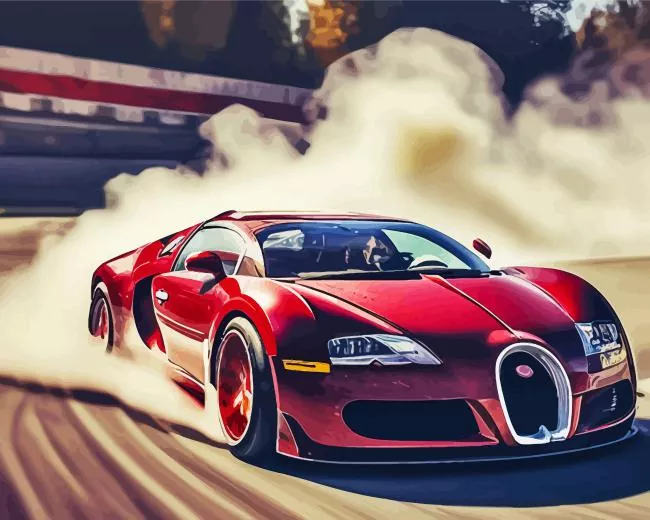 red bugatti veyron Diamond With Numbers Red Bugatti Veyron Diamond Painting