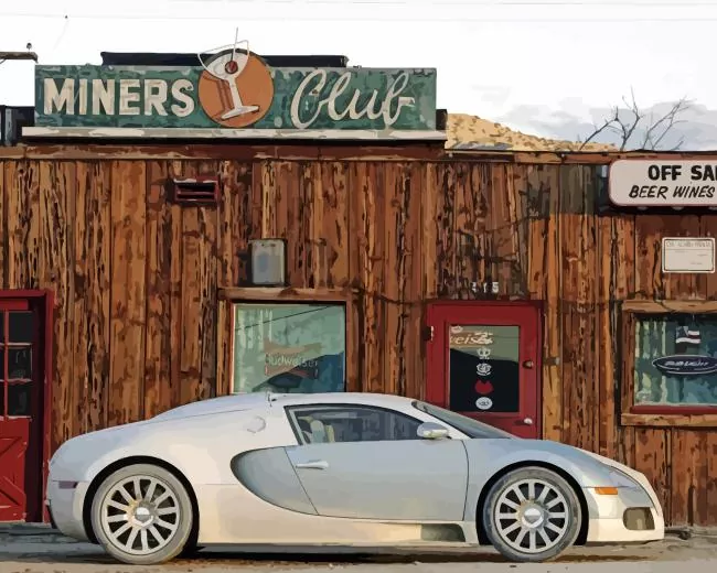 silver bugatti veyron Diamond With Numbers Silver Bugatti Veyron Diamond Painting