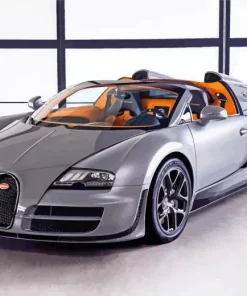 Silver Bugatti Veyron Car Diamond Painting