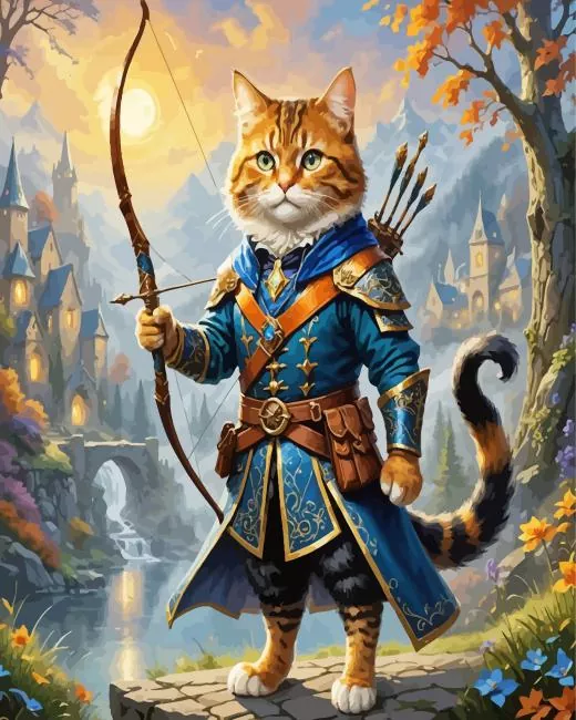Archer Cat Diamond With Numbers Archer Cat Diamond Painting
