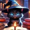 Baby Black Cat Wizard Diamond Painting