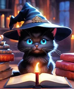 Baby Black Cat Wizard Diamond Painting