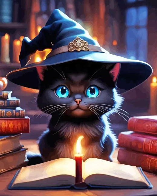 Baby Black Cat Wizard Diamond Paintings Baby Black Cat Wizard Diamond Painting