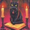 Black Cat and Candles Diamond Painting
