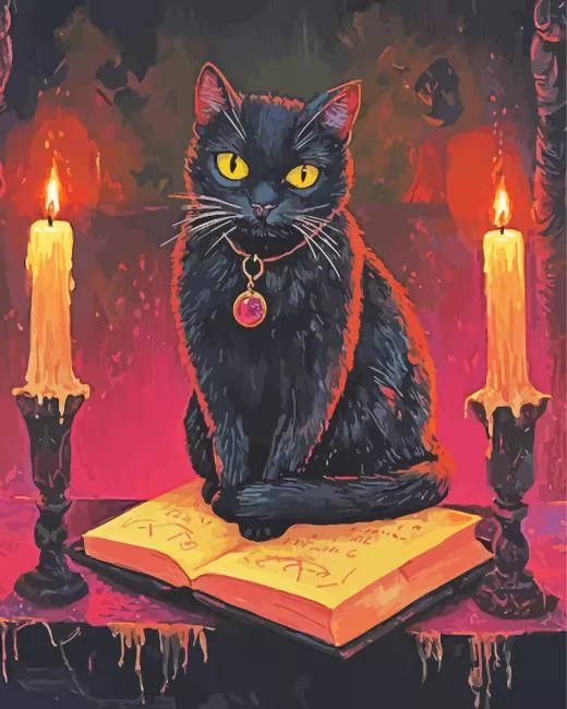 Black cat and candles Diamond Paintings Black Cat and Candles Diamond Painting